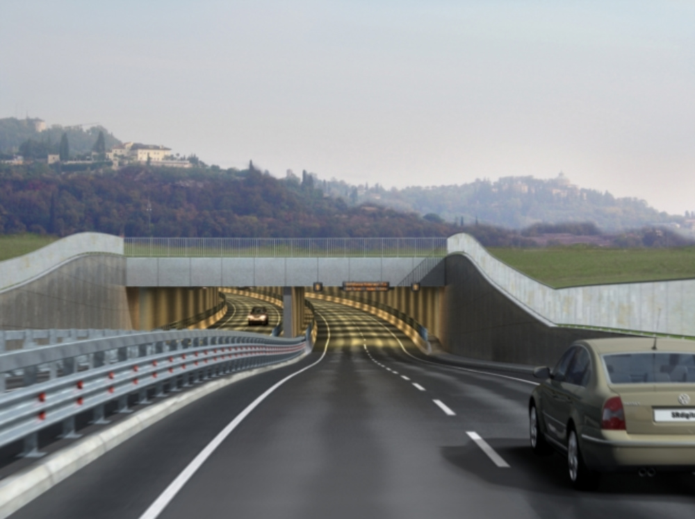 Una fotosimulazione dell’ingresso ovest del traforo delle Torricelle   