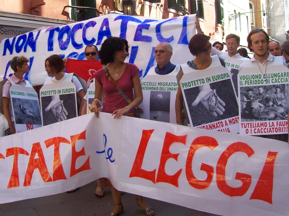 Protesta contro la caccia in deroga a Venezia