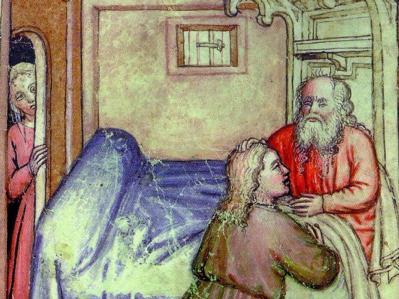 Isacco e Isaia in una miniatura della Bibbia istoriata dell'Accademia dei Concordi di Rovigo